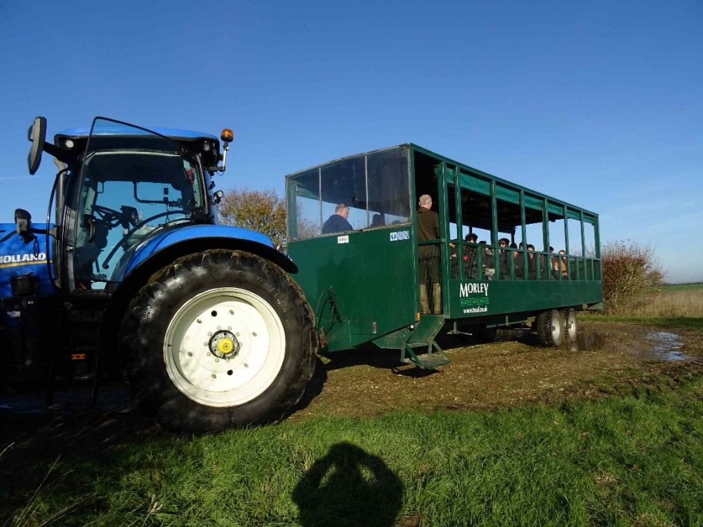 Students on a tractor bus