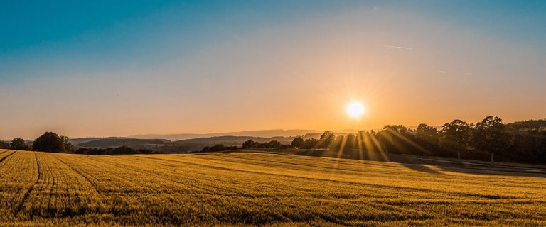 Sun setting over the rural landscape